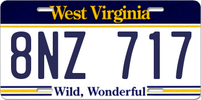 WV license plate 8NZ717