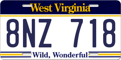 WV license plate 8NZ718