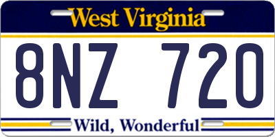WV license plate 8NZ720