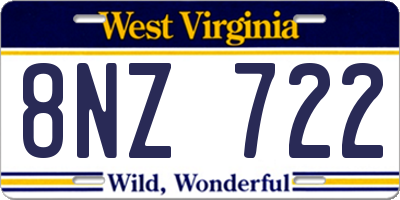 WV license plate 8NZ722