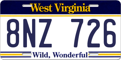 WV license plate 8NZ726