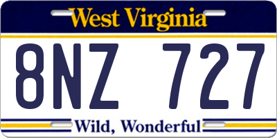 WV license plate 8NZ727