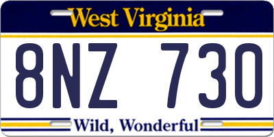 WV license plate 8NZ730