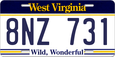 WV license plate 8NZ731