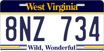 WV license plate 8NZ734