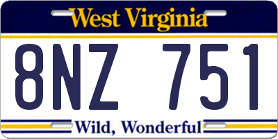 WV license plate 8NZ751