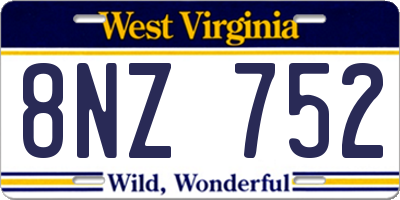 WV license plate 8NZ752