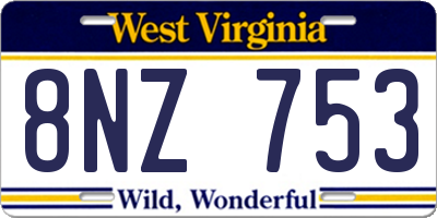 WV license plate 8NZ753