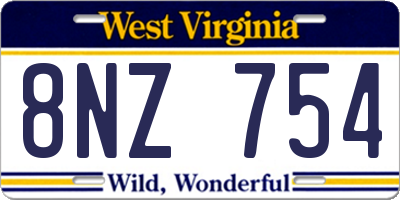 WV license plate 8NZ754