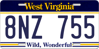 WV license plate 8NZ755