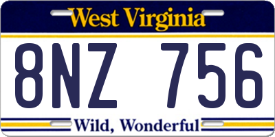 WV license plate 8NZ756