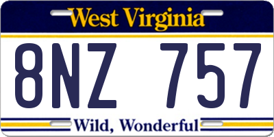 WV license plate 8NZ757