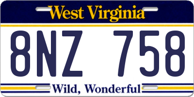 WV license plate 8NZ758