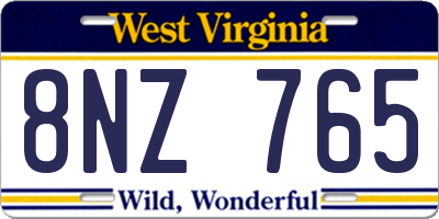 WV license plate 8NZ765