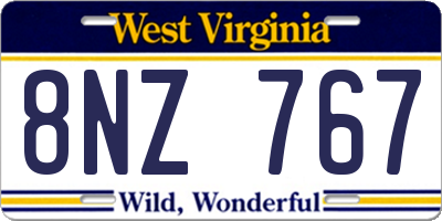 WV license plate 8NZ767