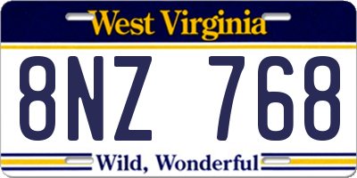 WV license plate 8NZ768