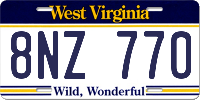 WV license plate 8NZ770