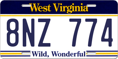WV license plate 8NZ774