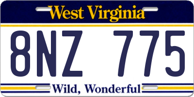 WV license plate 8NZ775