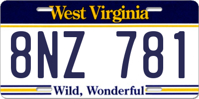 WV license plate 8NZ781