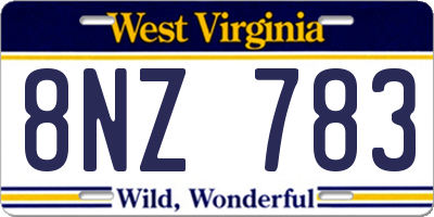 WV license plate 8NZ783