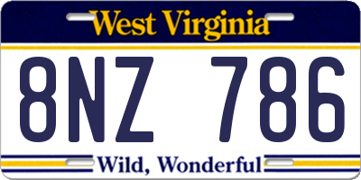 WV license plate 8NZ786