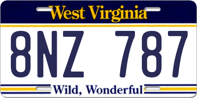 WV license plate 8NZ787