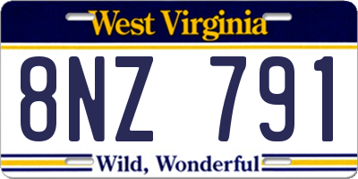 WV license plate 8NZ791