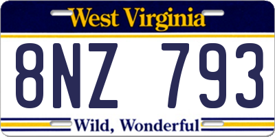 WV license plate 8NZ793