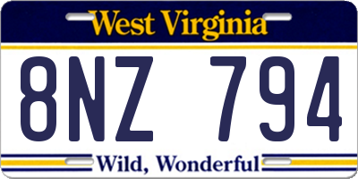 WV license plate 8NZ794