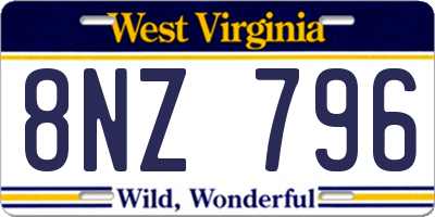 WV license plate 8NZ796