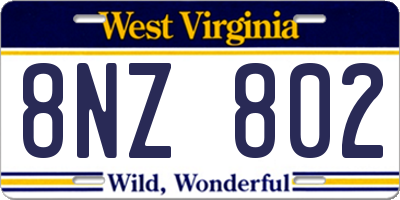 WV license plate 8NZ802