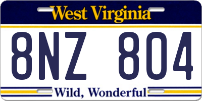WV license plate 8NZ804