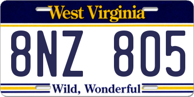 WV license plate 8NZ805