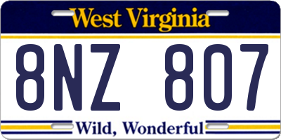 WV license plate 8NZ807