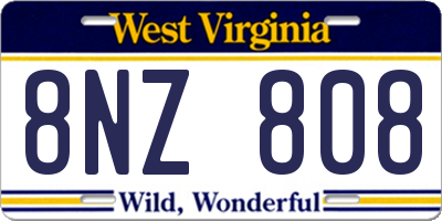 WV license plate 8NZ808