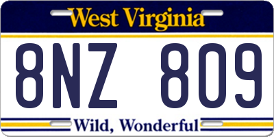 WV license plate 8NZ809