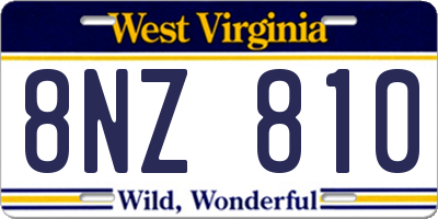 WV license plate 8NZ810