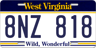 WV license plate 8NZ818
