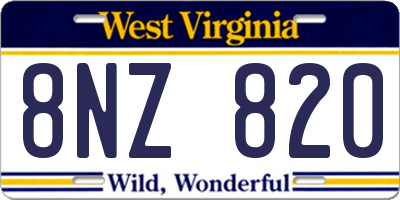 WV license plate 8NZ820
