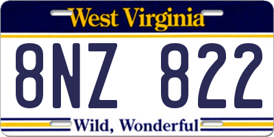 WV license plate 8NZ822