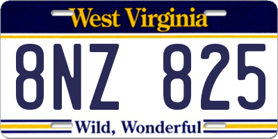 WV license plate 8NZ825