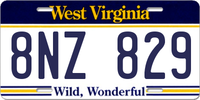 WV license plate 8NZ829