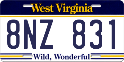 WV license plate 8NZ831