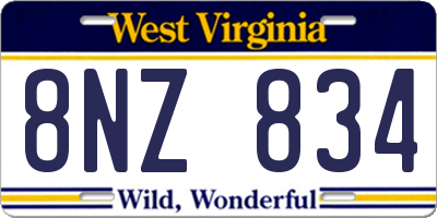 WV license plate 8NZ834