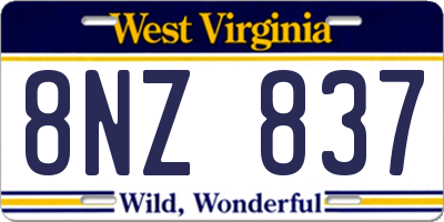 WV license plate 8NZ837