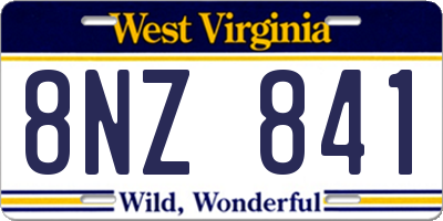 WV license plate 8NZ841