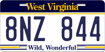 WV license plate 8NZ844
