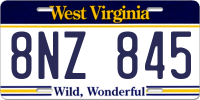 WV license plate 8NZ845