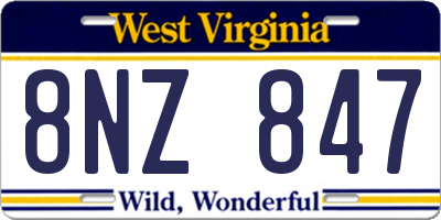 WV license plate 8NZ847